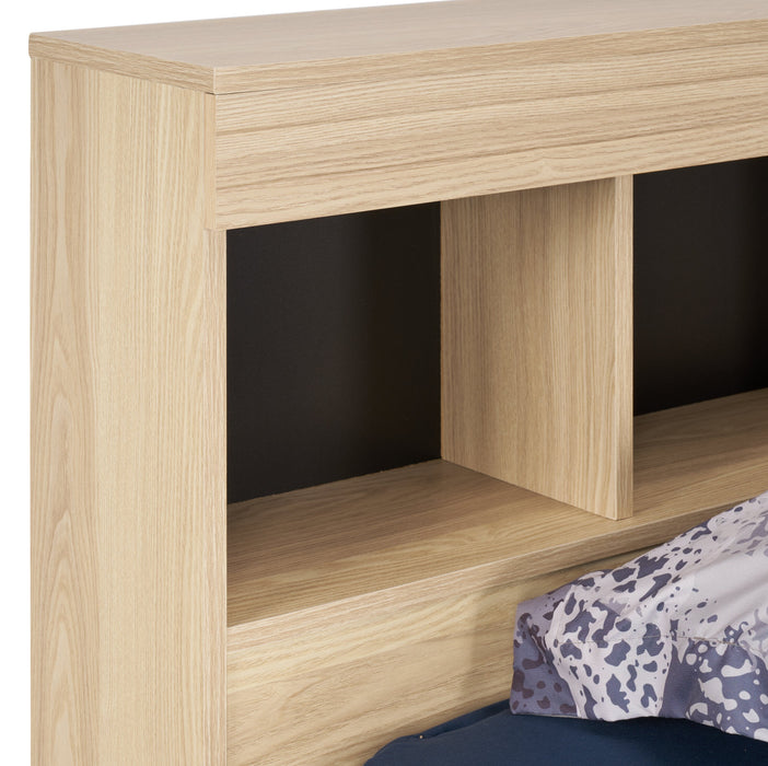 Riley Twin Mates Bed with Bookcase Headboard - Natural