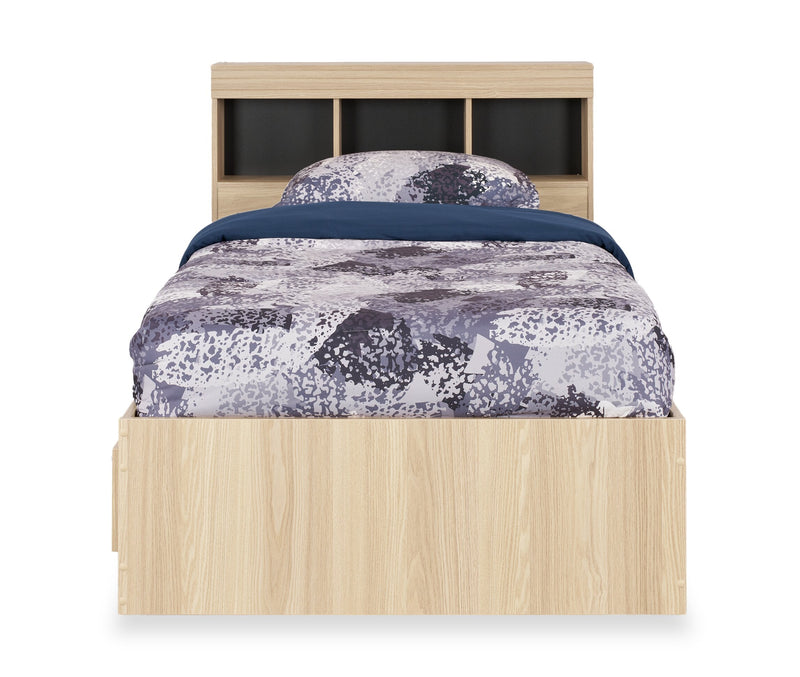 Riley Twin Mates Bed with Bookcase Headboard - Natural