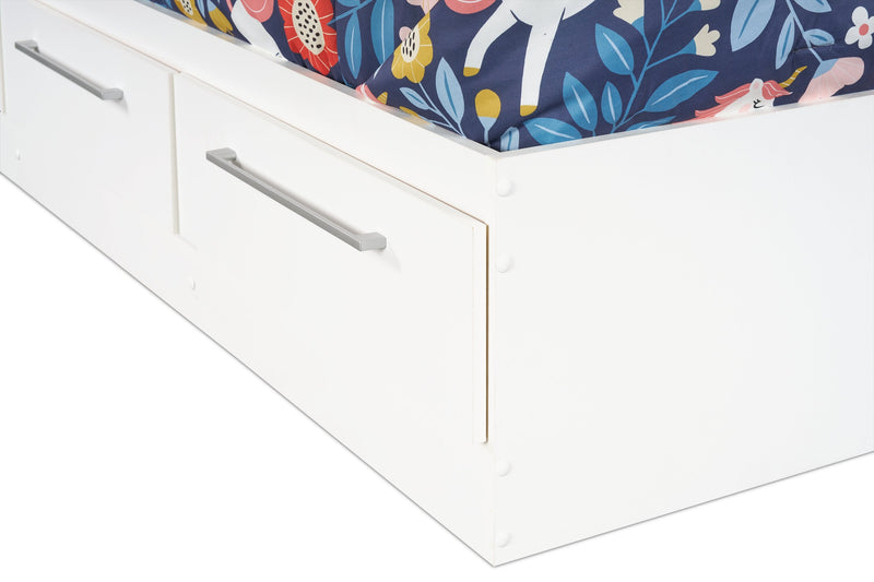 Riley Twin Mates Bed with Bookcase Headboard - White