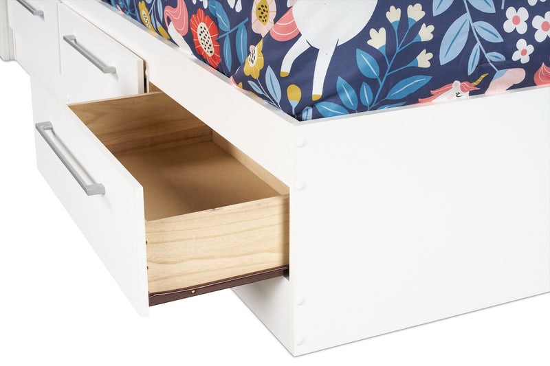 Riley Twin Mates Bed with Bookcase Headboard - White