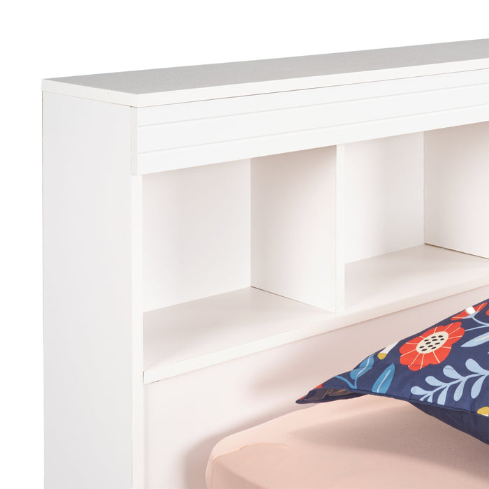 Riley Twin Mates Bed with Bookcase Headboard - White