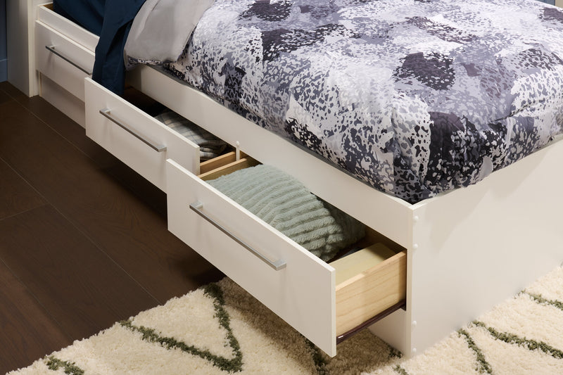 Riley Twin Mates Bed with Bookcase Headboard - White