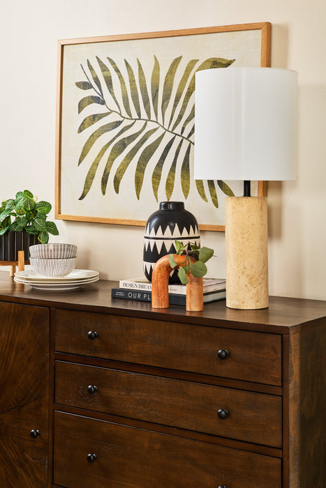 Rocco 25” Modern Stone Table Lamp - Natural Travertine