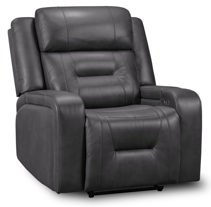 Ryker 36.8\" Leather-Look Power Reclining Chair with Storage Arms and USB Port - Grey 