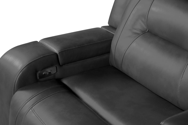 Ryker 36.8\" Leather-Look Power Reclining Chair with Storage Arms and USB Port - Grey 