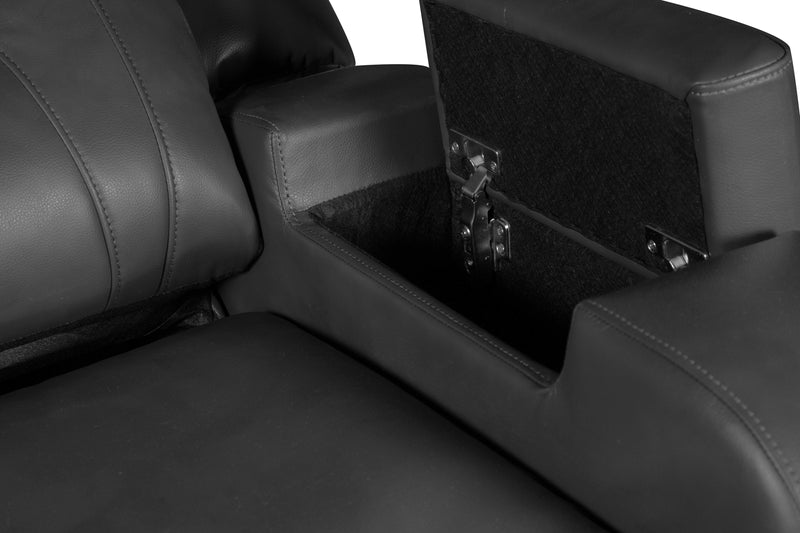 Ryker 36.8\" Leather-Look Power Reclining Chair with Storage Arms and USB Port - Grey 
