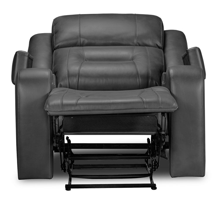 Ryker 36.8\" Leather-Look Power Reclining Chair with Storage Arms and USB Port - Grey 