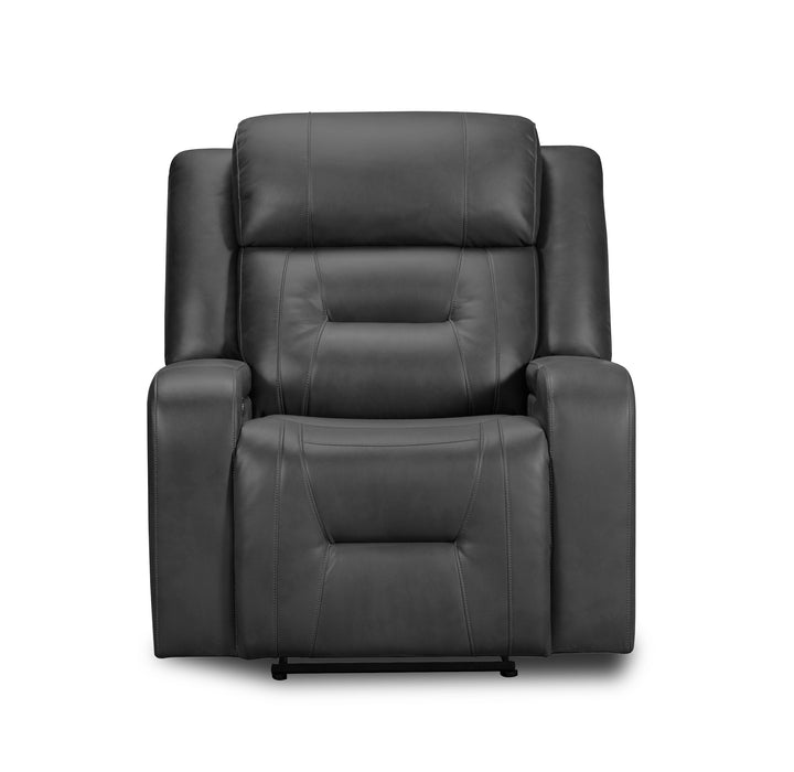Ryker 36.8\" Leather-Look Power Reclining Chair with Storage Arms and USB Port - Grey 
