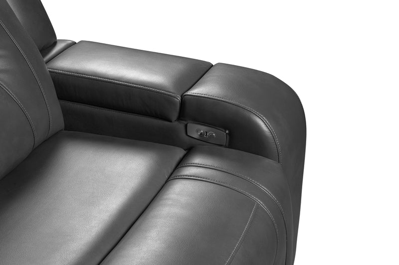 Ryker 72.24\" Leather-Look Power Reclining Loveseat with Storage Console and USB Ports - Grey 