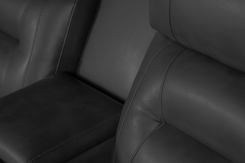 Ryker 72.24\" Leather-Look Power Reclining Loveseat with Storage Console and USB Ports - Grey 
