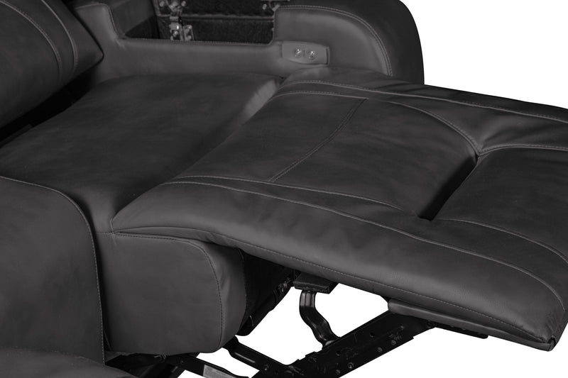 Ryker 72.24\" Leather-Look Power Reclining Loveseat with Storage Console and USB Ports - Grey 