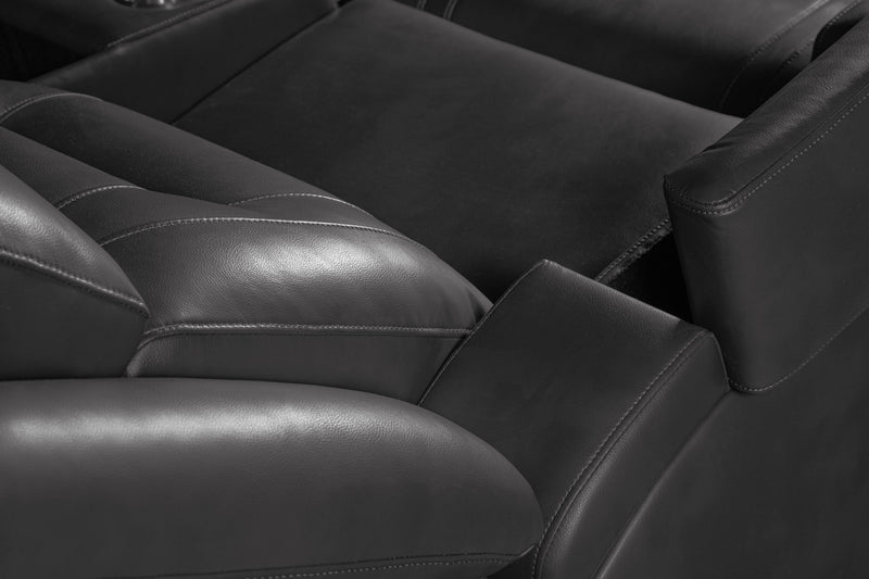 Ryker 72.24\" Leather-Look Power Reclining Loveseat with Storage Console and USB Ports - Grey 