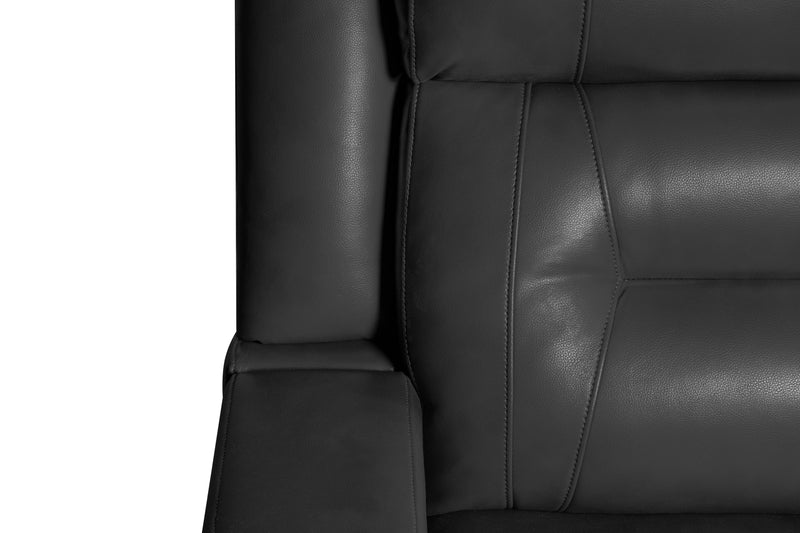 Ryker 72.24\" Leather-Look Power Reclining Loveseat with Storage Console and USB Ports - Grey 
