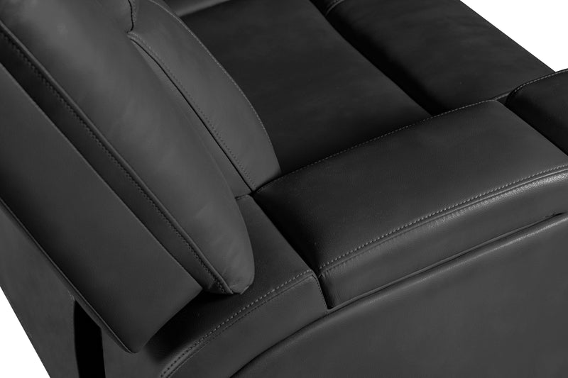Ryker 82.5\" Leather-Look Power Reclining Sofa with Storage Arms and USB Ports - Grey 