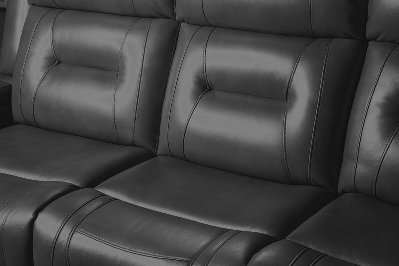 Ryker 82.5\" Leather-Look Power Reclining Sofa with Storage Arms and USB Ports - Grey 