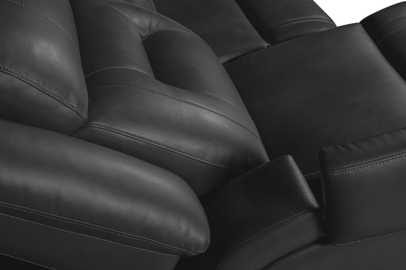 Ryker 82.5\" Leather-Look Power Reclining Sofa with Storage Arms and USB Ports - Grey 