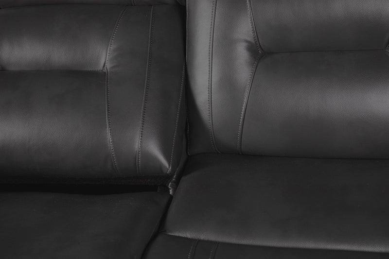 Ryker 82.5\" Leather-Look Power Reclining Sofa with Storage Arms and USB Ports - Grey 