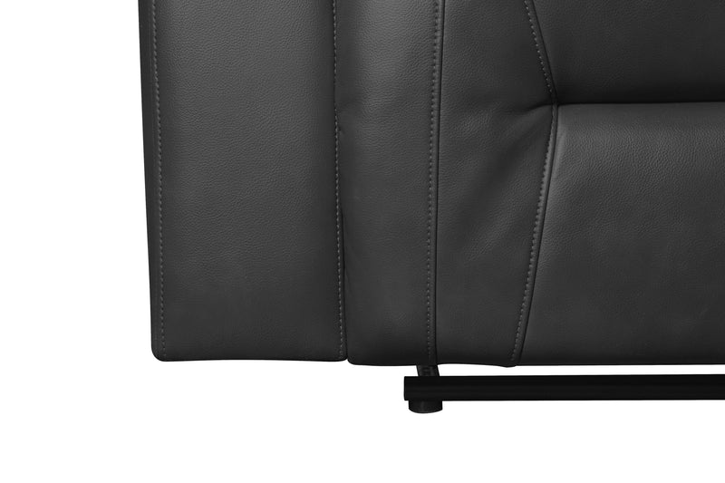 Ryker 82.5\" Leather-Look Power Reclining Sofa with Storage Arms and USB Ports - Grey 