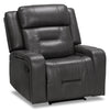 Ryker 36.8\" Leather-Look Reclining Chair with Storage Arms - Grey 