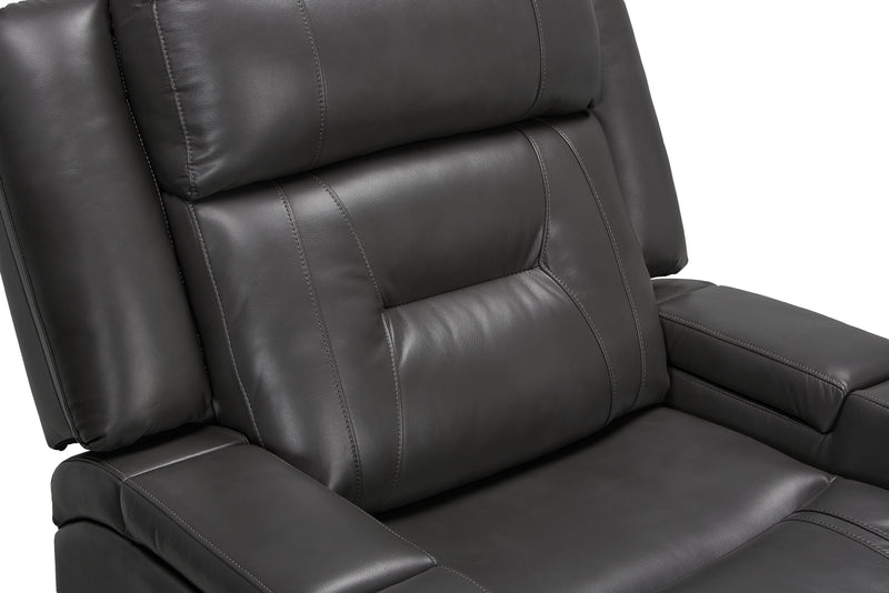 Ryker 36.8\" Leather-Look Reclining Chair with Storage Arms - Grey 