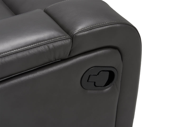 Ryker 36.8\" Leather-Look Reclining Chair with Storage Arms - Grey 