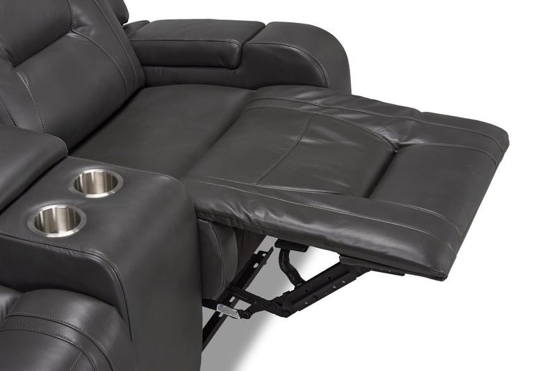 Ryker 72.24\" Leather-Look Reclining Loveseat with Storage Console - Grey 