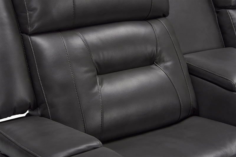 Ryker 72.24\" Leather-Look Reclining Loveseat with Storage Console - Grey 