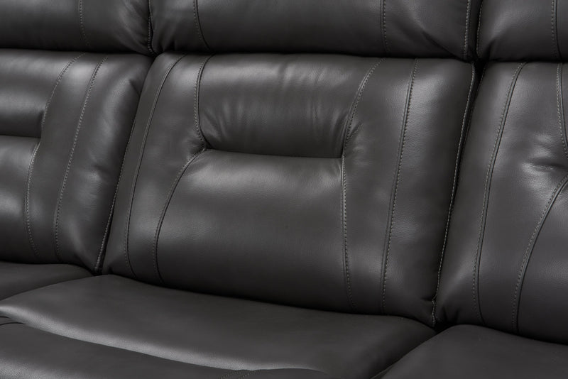 Ryker 82.5\" Leather-Look Reclining Sofa with Storage Arms - Grey 