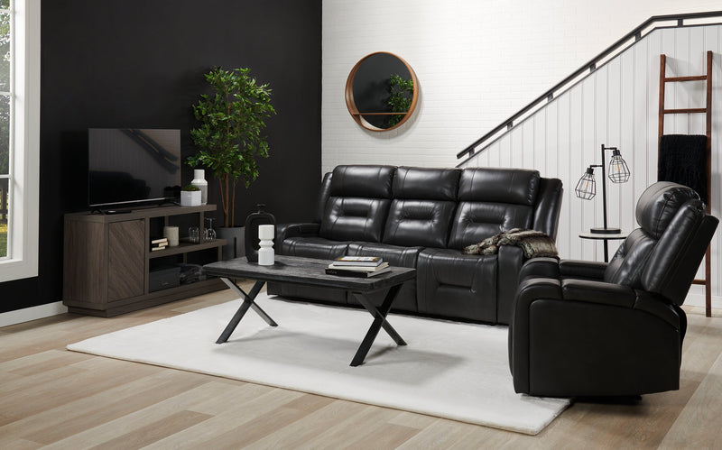 Ryker 36.8\" Leather-Look Power Reclining Chair with Storage Arms and USB Port - Grey 
