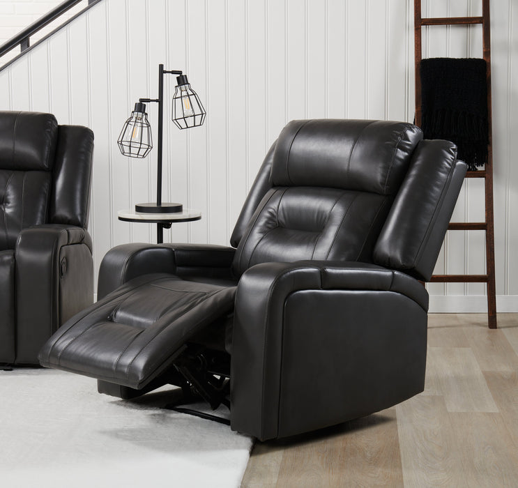 Ryker 36.8\" Leather-Look Reclining Chair with Storage Arms - Grey 