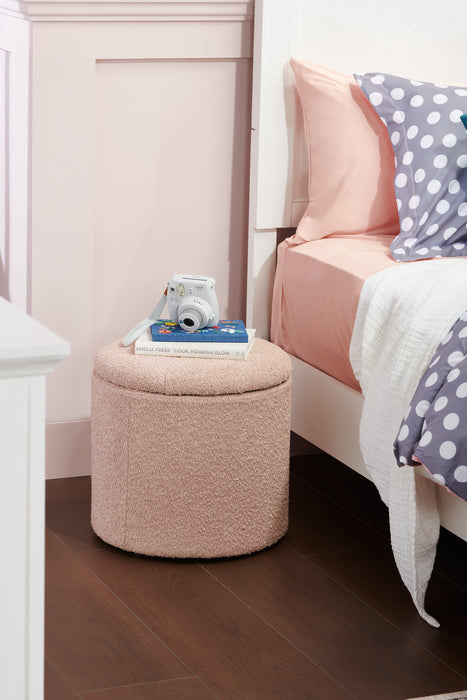Saskatchewan Round Fabric Storage Ottoman - Pink