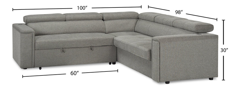 Savvy 2-Piece Left-Facing Linen-Look Sleeper Sectional