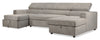 Savvy 3-Piece Linen-Look Fabric Sleeper Sectional with Two Storage Chaises and Adjustable Headrests - Grey 
