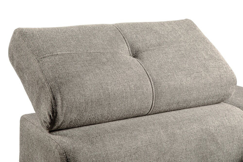 Savvy 3-Piece Linen-Look Fabric Sleeper Sectional with Two Storage Chaises and Adjustable Headrests - Grey 