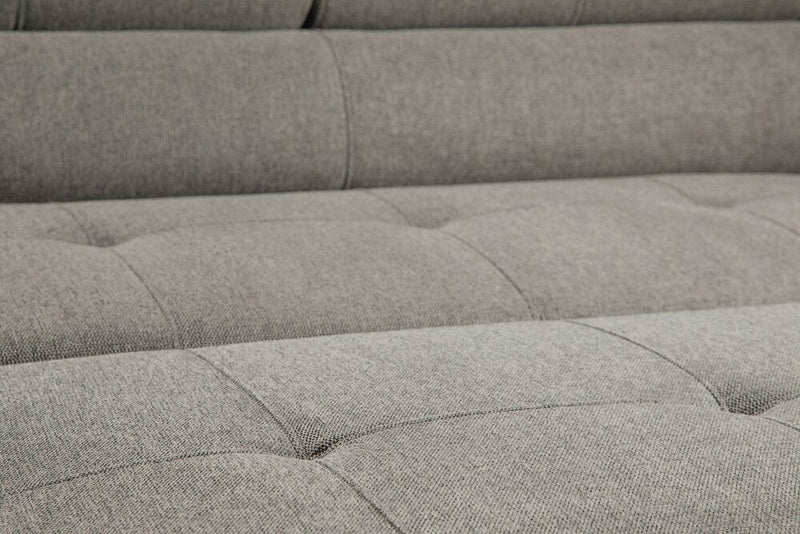 Savvy 3-Piece Linen-Look Fabric Sleeper Sectional with Two Storage Chaises and Adjustable Headrests - Grey 