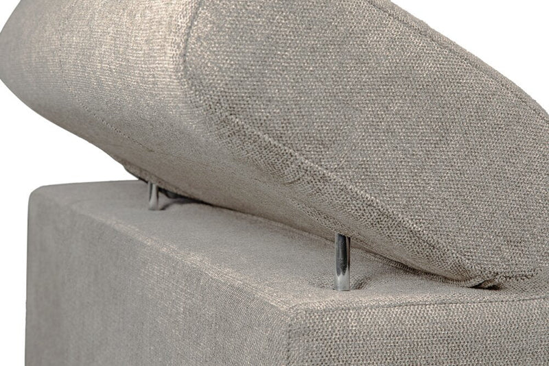 Savvy 3-Piece Linen-Look Fabric Sleeper Sectional with Two Storage Chaises and Adjustable Headrests - Grey 