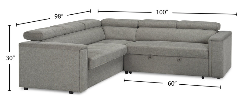 Savvy 2-Piece Right-Facing Linen-Look Sleeper Sectional