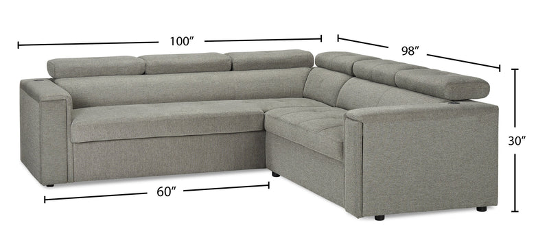 Savvy 2-Piece Left-Facing Linen-Look Sectional