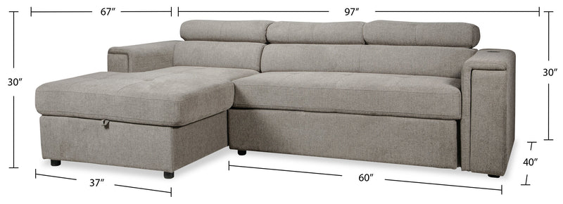 Savvy 2-Piece Linen-Look Fabric Left-Hand Sectional - Grey 