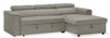 Savvy 2-Piece Right-Facing Linen-Look Fabric Sleeper Sectional with Storage Chaise and Adjustable Headrests - Grey 