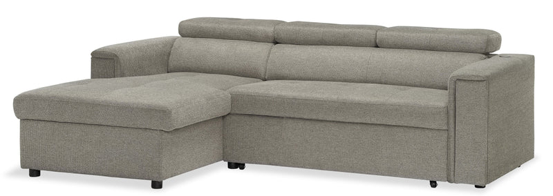 Savvy 2-Piece Linen-Look Fabric Left-Hand Sectional - Grey 