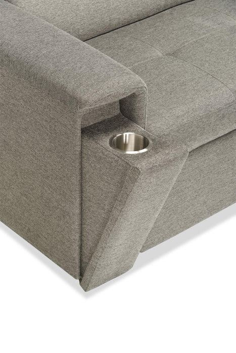 Savvy 2-Piece Right-Facing Linen-Look Fabric Sleeper Sectional with Storage Chaise and Adjustable Headrests - Grey 