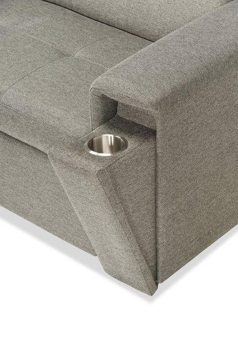 Savvy 2-Piece Left-Facing Linen-Look Fabric Sleeper Sectional with Storage Chaise and Adjustable Headrests - Grey 