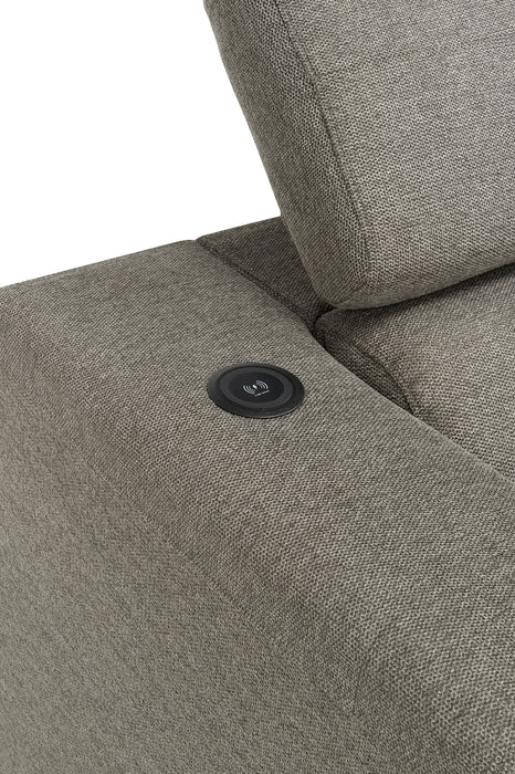 Savvy 2-Piece Right-Facing Linen-Look Fabric Sleeper Sectional with Storage Chaise and Adjustable Headrests - Grey 