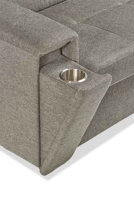 Savvy 3-Piece Right-Facing Linen-Look Fabric Sleeper Sectional with Storage Chaise and Adjustable Headrests - Grey 