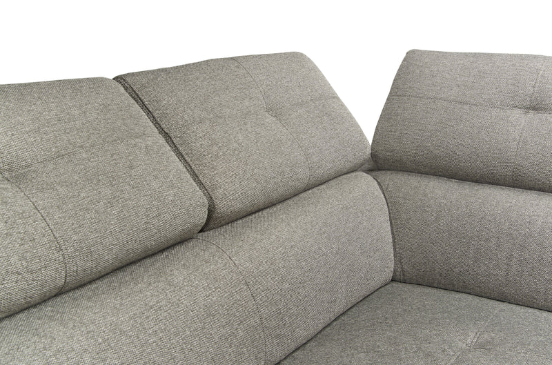 Savvy 3-Piece Right-Facing Linen-Look Fabric Sleeper Sectional with Storage Chaise and Adjustable Headrests - Grey 