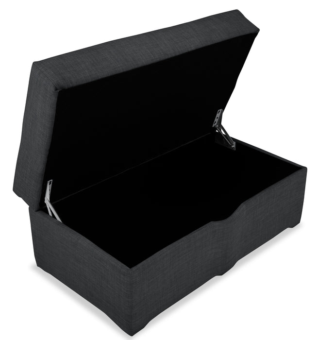Sawyer Linen-Look Fabric Ottoman - Charcoal Grey