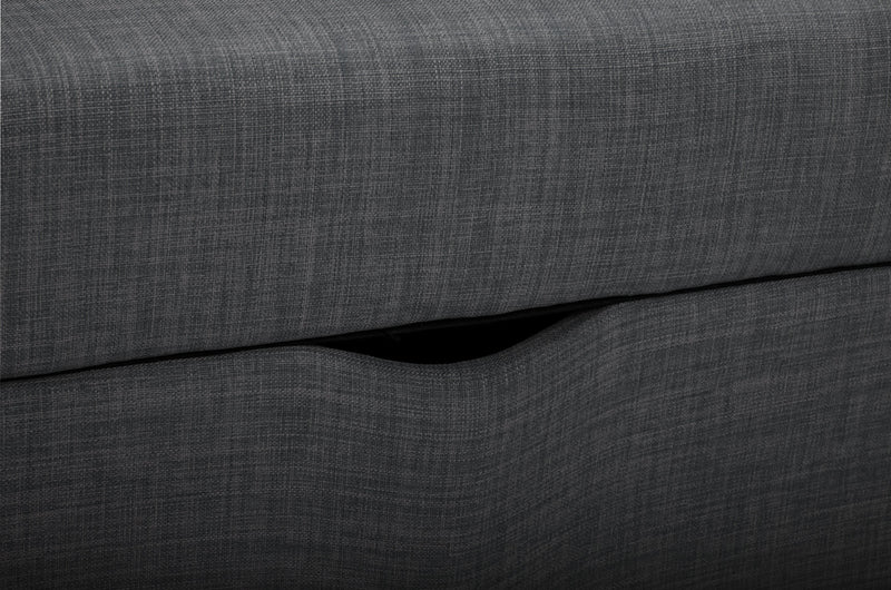 Sawyer Linen-Look Fabric Ottoman - Charcoal Grey