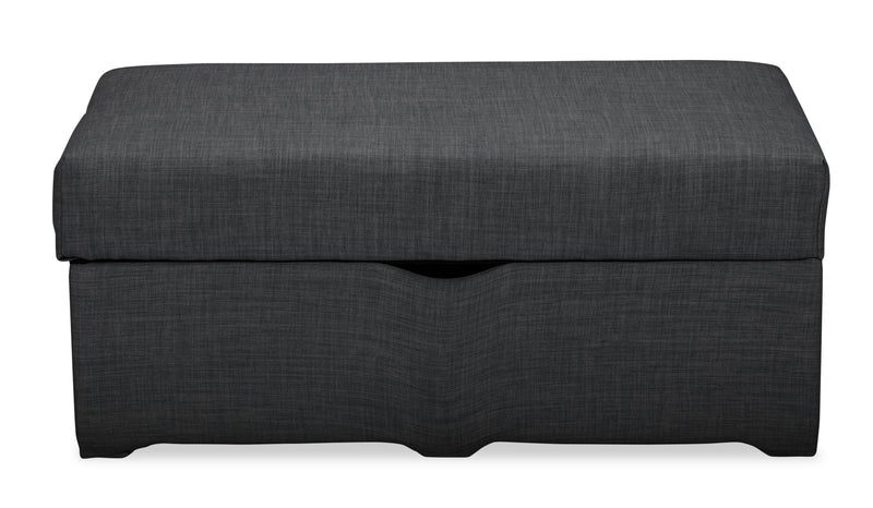 Sawyer Linen-Look Fabric Ottoman - Charcoal Grey