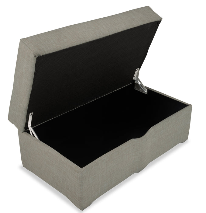 Sawyer Linen-Look Fabric Ottoman - Light Grey
